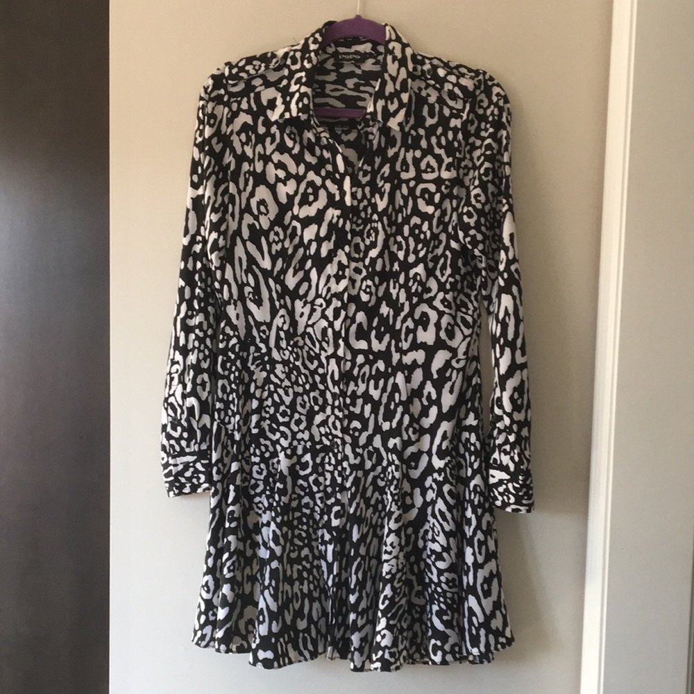 Bebe, black and white patterned dress, Size S